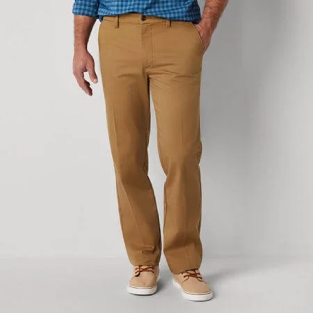 St. John's Bay Flex Men’s Straight-Fit Flat-Front Stretch Khaki Pants 40x 32 NWT